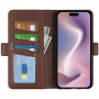 Preklopna torbica od PU kože za iPhone 16 Plus - smeđa