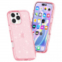 Prozirna maska sa šljokicama za iPhone 16 Pro - roza