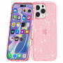 Prozirna maska sa šljokicama za iPhone 16 Pro - roza