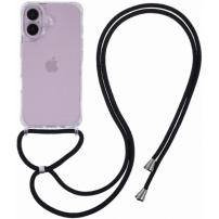 Prozirna maska sa uzicom za iPhone 16 Plus - crna