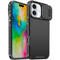 Mat maska sa kliznim poklopcem kamere za iPhone 16 Plus - crna