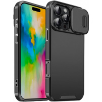 Mat maska sa kliznim poklopcem kamere za iPhone 16 Pro - crna