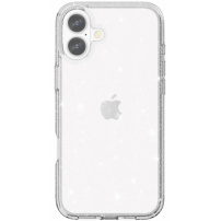 Prozirna maska sa šljokicama za iPhone 16 Plus - srebrna