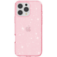 Prozirna maska sa šljokicama za iPhone 16 Pro - roza
