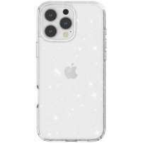 Prozirna maska sa šljokicama za iPhone 16 Pro - srebrna