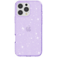 Prozirna maska sa šljokicama za iPhone 16 Pro Max - ljubičasta