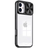 Maska s kliznim poklopcem za objektiv kamere za iPhone 16 - crni