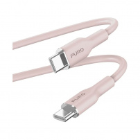 PURO Meki kabel za punjenje i prijenos podataka USB-C / USB-C za iPhone / iPad / AirPods - 1,5 m - ružičasti