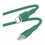 PURO Soft kabel za punjenje i prijenos podataka USB-C / Lightning za iPhone / iPad / iPod / AirPods - 1,5 m - zeleni