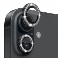 NORTHJO kaljeno staklo sa kamenčićima za zaštitu leće stražnje kamere za iPhone 16 / 16 Plus - crno