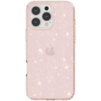 Transparentna maska sa šljokicama za iPhone 16 Pro - rose gold