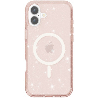 Prozirna maska sa šljokicama i MagSafe za iPhone 16 - Rose Gold