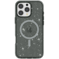 Prozirna maska sa šljokicama i MagSafe za iPhone 16 Pro Max - siva