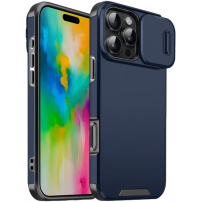 Mat maska sa kliznim poklopcem za kameru za iPhone 16 Pro - tamno plava