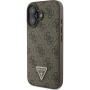 Guess 4G Strass Triangle Metal Logo Cover za iPhone 16 - smeđa