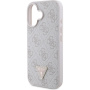 Guess 4G Strass Triangle Metal Logo maska za iPhone 16 - roza