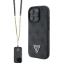 Guess 4G Strass Triangle Metalna maska s remenom za iPhone 16 Pro - siva