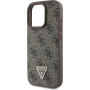 Guess 4G Strass Triangle Metal Logo Cover s remenom za iPhone 16 Pro - smeđa