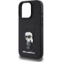 Karl Lagerfeld Fixed Glitter Metal Ikonik glitter maska za iPhone 16 Pro Max - crna