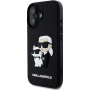 Karl Lagerfeld 3D Rubber Karl and Choupette maska za iPhone 16 Plus - crna