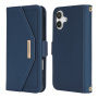 Flip case u stilu novčanika s remenom za iPhone 16 Plus - tamnoplava
