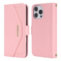 Flip case u stilu novčanika s remenom za iPhone 16 Pro - roza