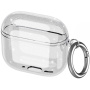 Prozirna svjetlucava torbica s karabinom za AirPods 4 / 5 - srebrna