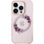 Guess Flowers Ring Glossy Logo Cover s MagSafe za iPhone 16 Pro - Pink