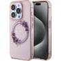 Guess Flowers Ring Glossy Logo Cover s MagSafe za iPhone 16 Pro - Pink
