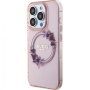 Guess Flowers Ring Glossy Logo Cover s MagSafe za iPhone 16 Pro - Pink