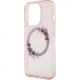 Guess Flowers Ring Glossy Logo Cover s MagSafe za iPhone 16 Pro Max - Pink