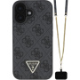 Guess 4G Strass Triangle Metalna maska s remenom za iPhone 16 - siva