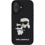 Karl Lagerfeld 3D Rubber Karl and Choupette maska za iPhone 16 Plus - crna