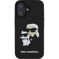 Karl Lagerfeld 3D Rubber Karl and Choupette maska za iPhone 16 Plus - crna