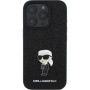 Karl Lagerfeld Fixed Glitter Metal Ikonik glitter maska za iPhone 16 Pro Max - crna
