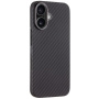 Tactical Aramid maskica s uzorkom karbonskih vlakana i MagSafe za iPhone 16 Plus - tamnosiva