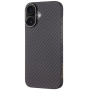 Tactical Aramid maskica s uzorkom karbonskih vlakana i MagSafe za iPhone 16 Plus - tamnosiva