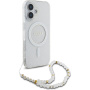Guess IML Glitter Beads Strap Case s petljom i MagSafe za iPhone 16 - srebrna