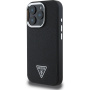 Guess Grained Triangle Logo Cover sa MagSafe za iPhone 16 Pro - crna