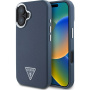 Guess Grained Triangle Logo Cover sa MagSafe za iPhone 16 - tamnoplava