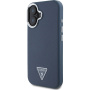 Guess Grained Triangle Logo Cover sa MagSafe za iPhone 16 - tamnoplava