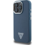 Guess Grained Triangle Logo Cover s MagSafe za iPhone 16 Pro Max - tamnoplava