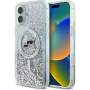 Karl Lagerfeld Liquid Glitter Karl and Choupette Heads Cover s MagSafe za iPhone 16 - srebrna