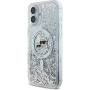 Karl Lagerfeld Liquid Glitter Karl and Choupette Heads Cover s MagSafe za iPhone 16 - srebrna