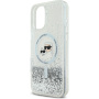 Karl Lagerfeld Liquid Glitter Karl and Choupette Heads Cover s MagSafe za iPhone 16 - srebrna