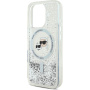 Karl Lagerfeld Liquid Glitter Karl and Choupette Heads Cover s MagSafe za iPhone 16 Pro - srebrna