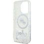 Karl Lagerfeld Liquid Glitter Karl and Choupette Heads Cover s MagSafe za iPhone 16 Pro - srebrna