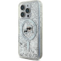 Karl Lagerfeld Liquid Glitter Karl and Choupette Heads Cover s MagSafe za iPhone 16 Pro Max - srebrna