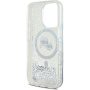 Karl Lagerfeld Liquid Glitter Karl and Choupette Heads Cover s MagSafe za iPhone 16 Pro Max - srebrna