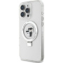 Karl Lagerfeld Ringstand Karl and Choupette Flip Cover i MagSafe za iPhone 16 Pro - prozirna